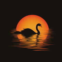 a flat silhouette of a graceful swan сreated with Generative Ai