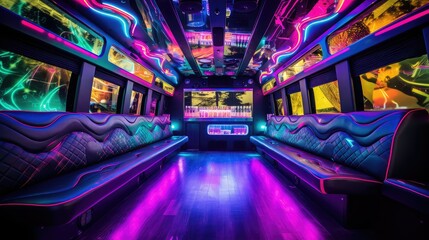 bus black light interior of vehicl