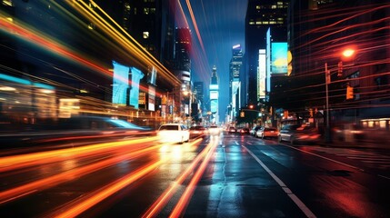 Obraz premium bustling blurry city lights