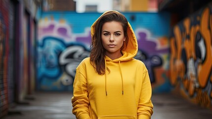 Fototapeta premium fashion yellow hoodie