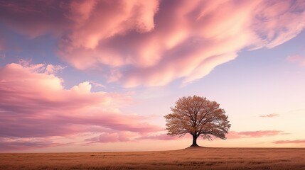 tree light pink clouds
