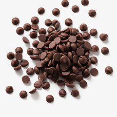 Obraz premium Scattered chocolate chips isolated on white background