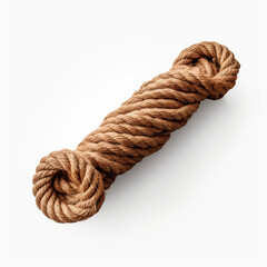 Skein of braided rope on white background