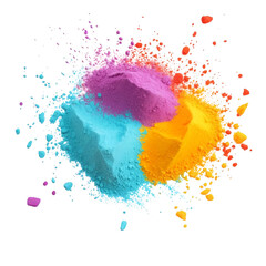 Colorful powder scattered, transparent background