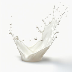 Abstract splash of milk frozen in motion on a clean white background