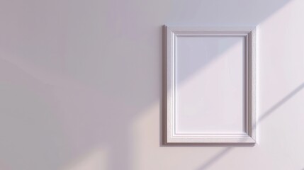 White wooden photo frame mockup on white wall
