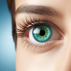 a part of a woman's face is close-up - a photo of a blue eye сreated with Generative Ai