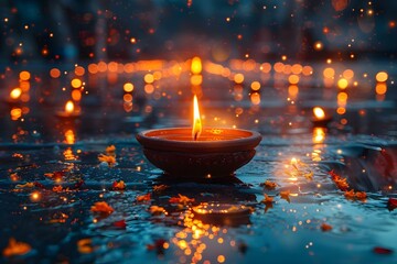 Illuminating Diwali: Serenity & Sparkles. Concept Diwali Celebration, Festive Decor, Traditions & Rituals, Stunning Lights