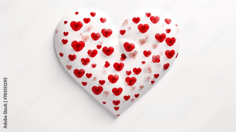 Poster generative ai big white heart with small red hearts on a white background