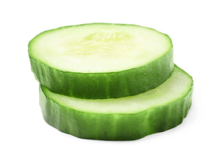 Slices of fresh cucumber isolated on white