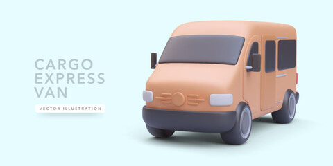 Cargo express van concept in realistic style. Vector illustration