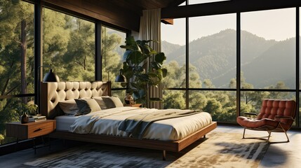 bedroom mid century interior design