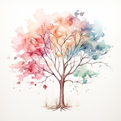 Fototapeta premium Generative AI Muted colors summer tree clipart