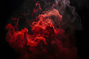 red smoke in a dark atmosphere. Generative AI