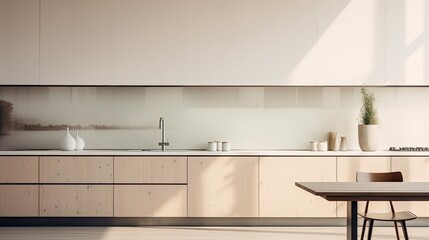 Fototapeta na wymiar minimalist blurred interior kitchen