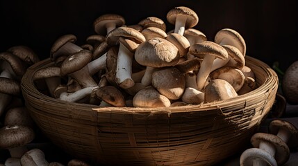 up raw champignon mushroom