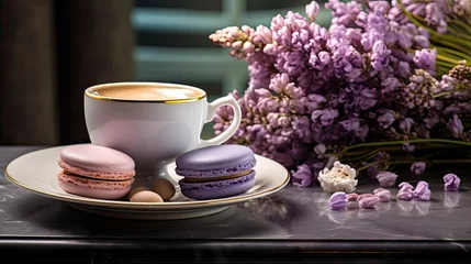 Fototapete Rund macarons purple cup © vectorwin