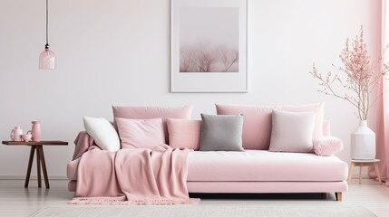 velvety pink sofa