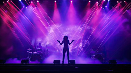 singer purple stage lights - obrazy, fototapety, plakaty