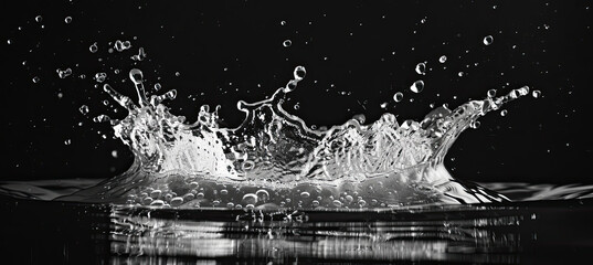 Water splash on black background