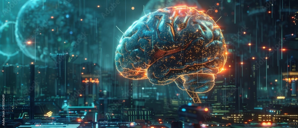 Poster inside the brain of ai, circuitry ablaze with neural activity