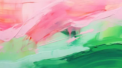 Schilderijen op glas painting pink and green abstract © vectorwin