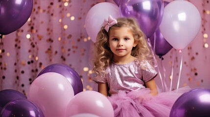 Obraz premium sparkles pink and purple birthday