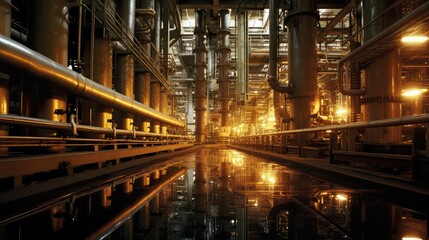 Obraz premium pipes chemical plant interior
