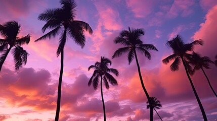 Fototapeta na wymiar sunphoto palm trees pink