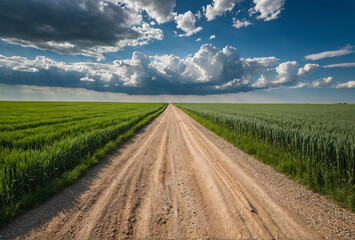 Fototapeta na wymiar landscape with a road into the field