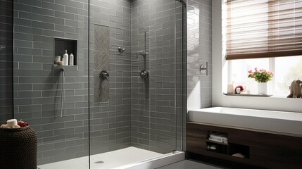 shower gray subway tile