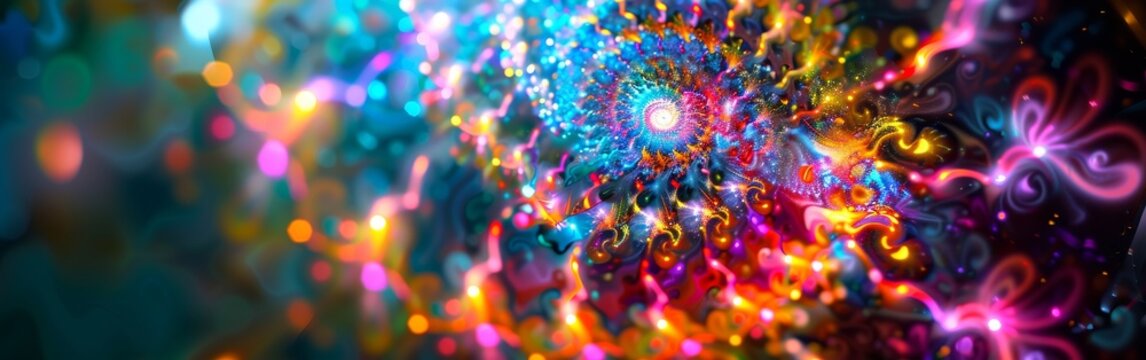 A lively and colorful abstract background filled with an array of bright lights radiating in different directions. The lights create a dynamic and energizing atmosphere, captivating the viewers attent