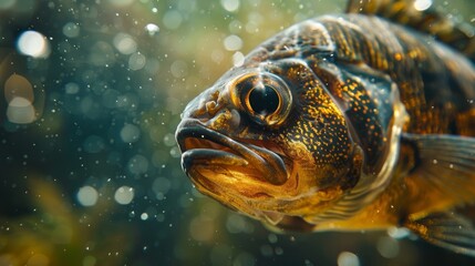 Close-up of fish with glistening scales underwater