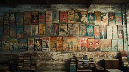 posters warehouse interior wall