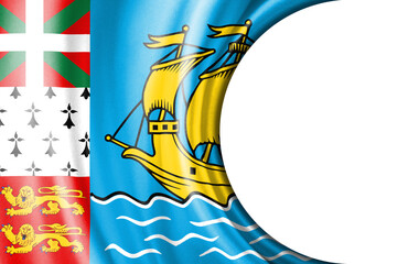 Abstract illustration, Saint Pierre and Miquelon flag with a semi-circular area White background for text or images.
