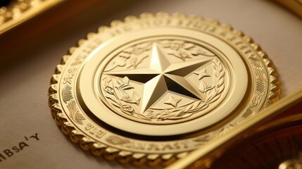 Fototapeta na wymiar certificate gold star seal
