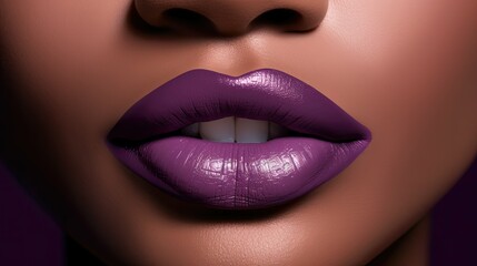 woman purple lipstick swatch