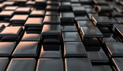 Obraz premium Abstract black cubes background. Wall of cube. Abstract geometric technology background