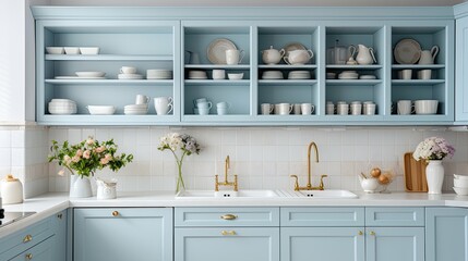 vintage elegant blue kitchen
