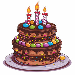 vector cake with candles on white background .Generative AI