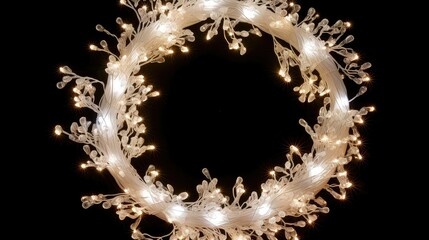 wreath christmas lights on white