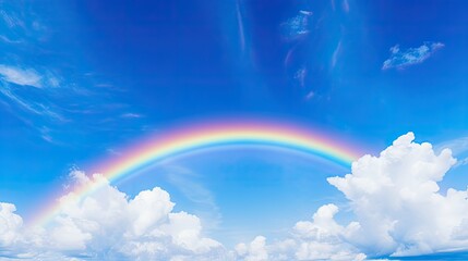double rainbow blue sky