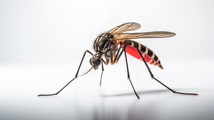 Striking Mosquito with Red Abdomen and Patterned Wings. Generative AI