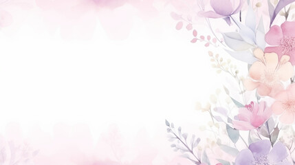 Fototapeta na wymiar Delicate Floral Frame, Pastel Softness, Romantic Spring Background with Copy Space