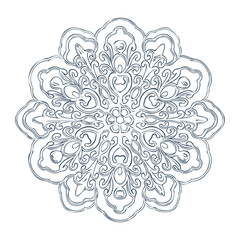Monochrome mandala isolated on white background.  Hand-drawn illustration.