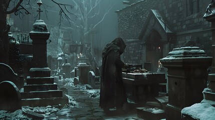 A black-robed man was forging iron in a terrifyingly abandoned graveyard.