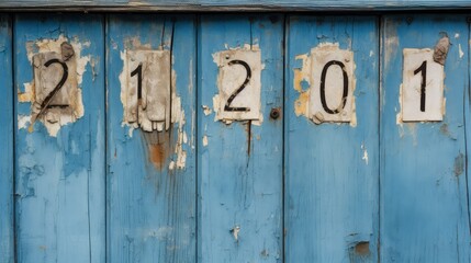 weathered blue numbers