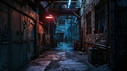 Old long industrial dark grunge alley