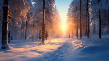 sun sunny snowy trees