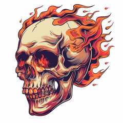 vector skull on fire on a white background .Generative AI